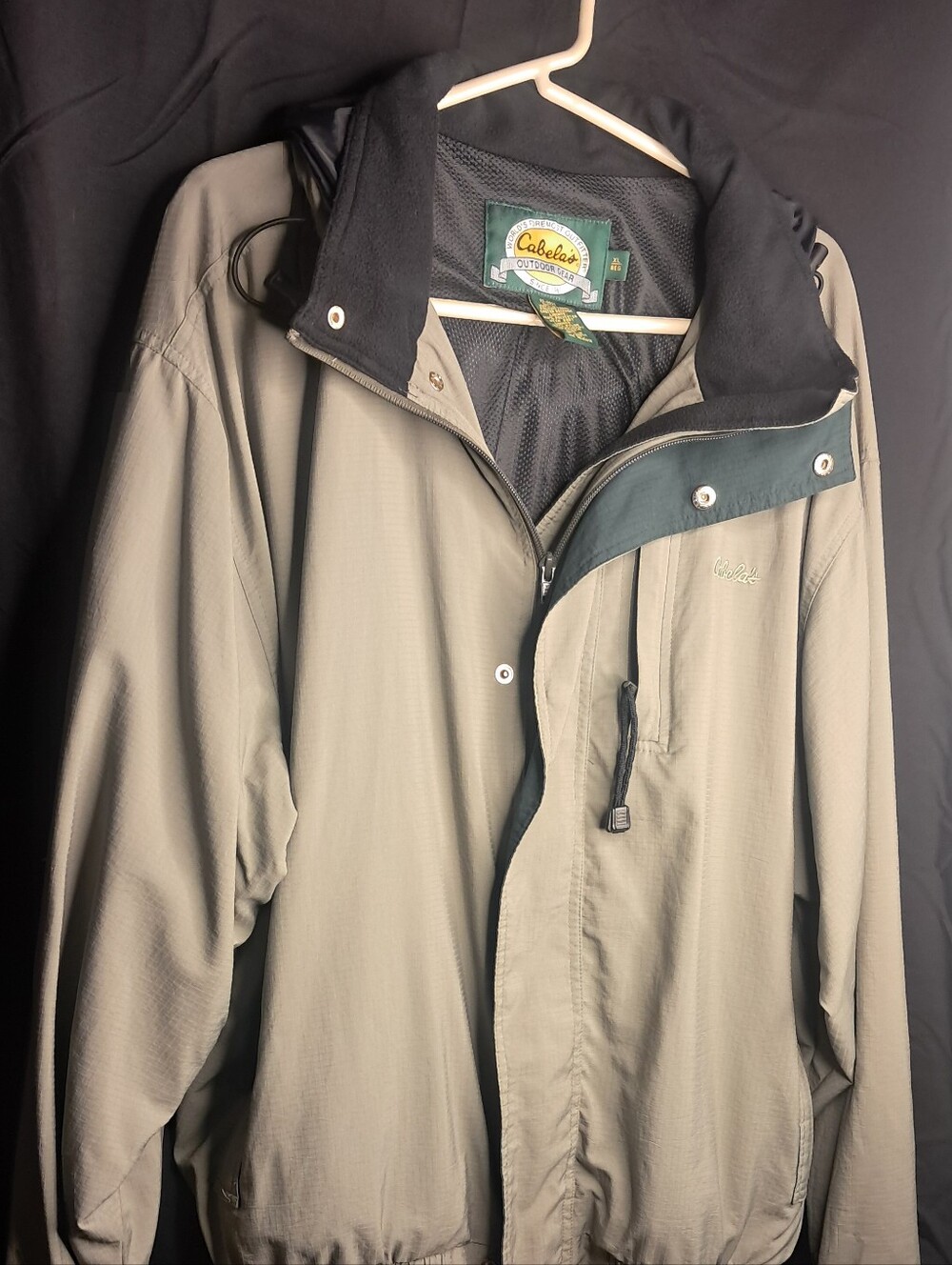 Cabela's Men's Taupe/Black Outdoor Raincoat W/Removabld Hood (106)